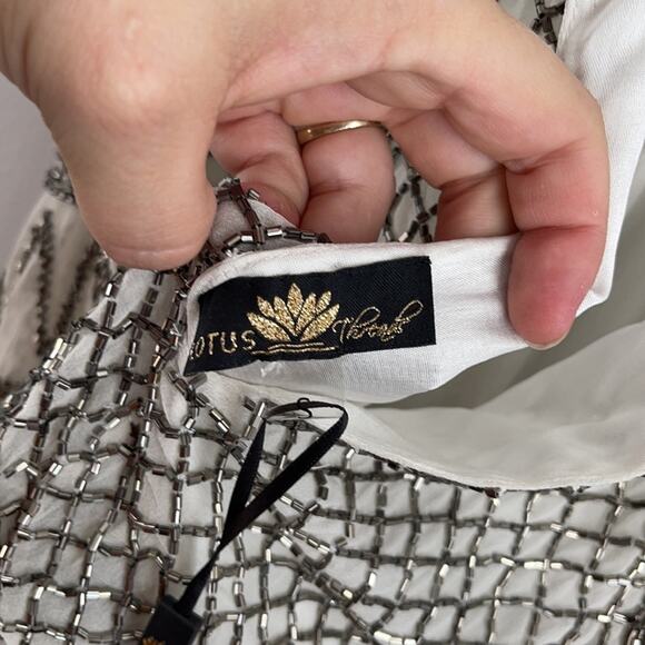 NWT Lotus Threads fully beaded art deco halter mini cocktail dress - Picture 7 of 7